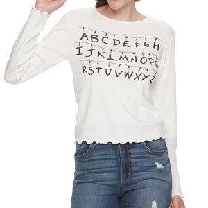 New! Stranger Things Alphabet Light Long Sleeve T-Shirt Netflix TV Show